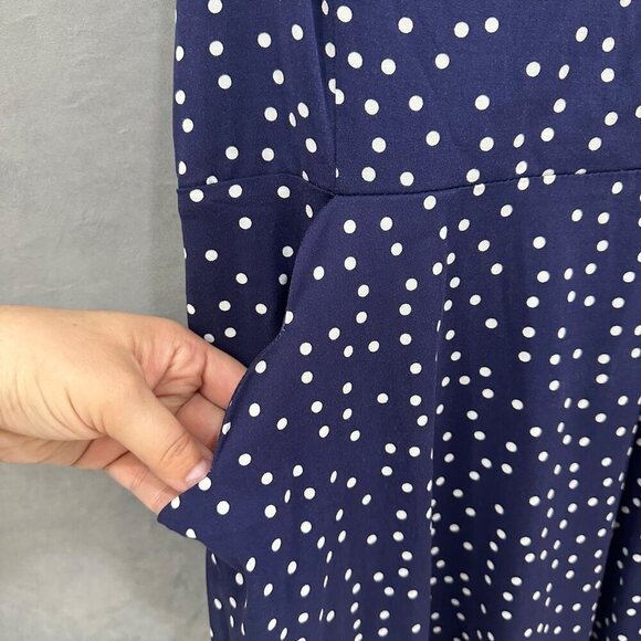 41 Hawthorn Beatriz Scallop Detail Dress Navy Polka Dot L NWT - Picture 2 of 16